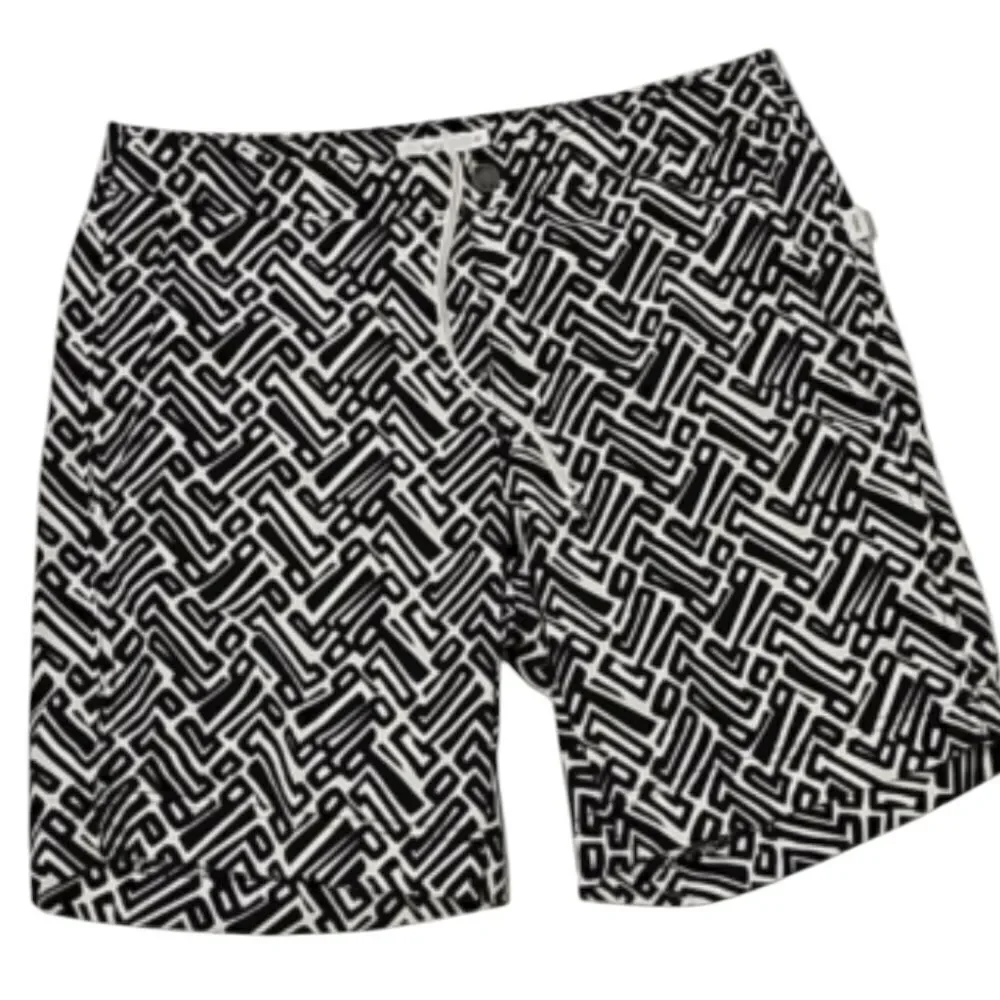 Onia Men Calder Trunks Swim Water Shorts Black White Geometric Bricks sz 30